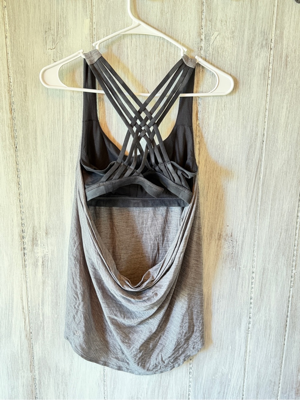 lululemon athletica Gray Tank with Black Crisscross Strappy Back - Picture 2 of 2